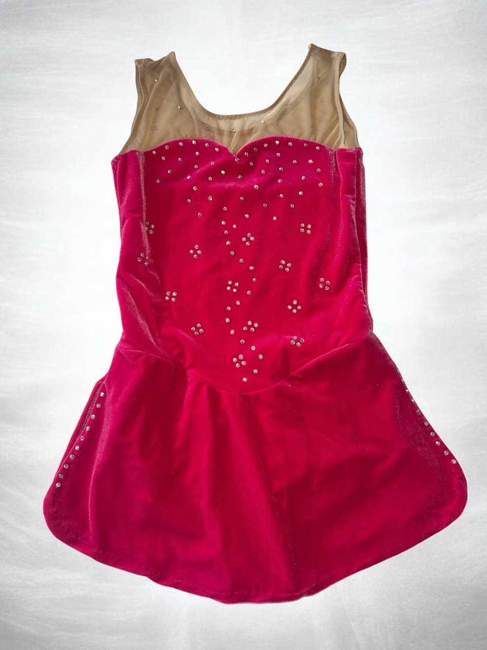 Ice skating Custom velvet Fuschia competition dress sequins Women’s S